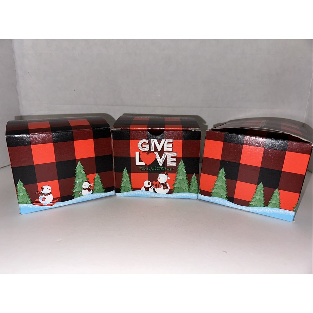 Bath & Body Works Christmas Snowmen 3 Wick Candle Gift Box Boxes Give Love 3 A41